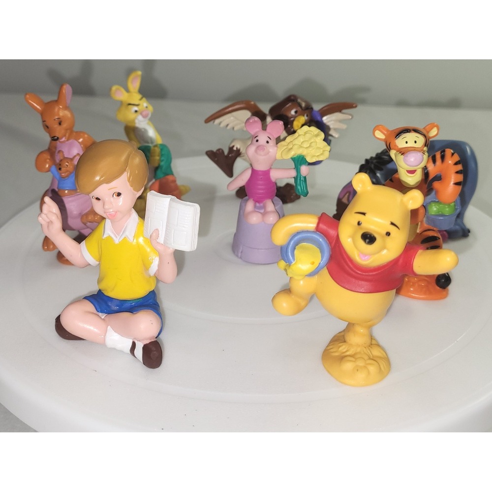 Disney Winnie the Pooh Figures Tigger Eeyore Piglet PVC Mini Caketoppers 8pc Vtg